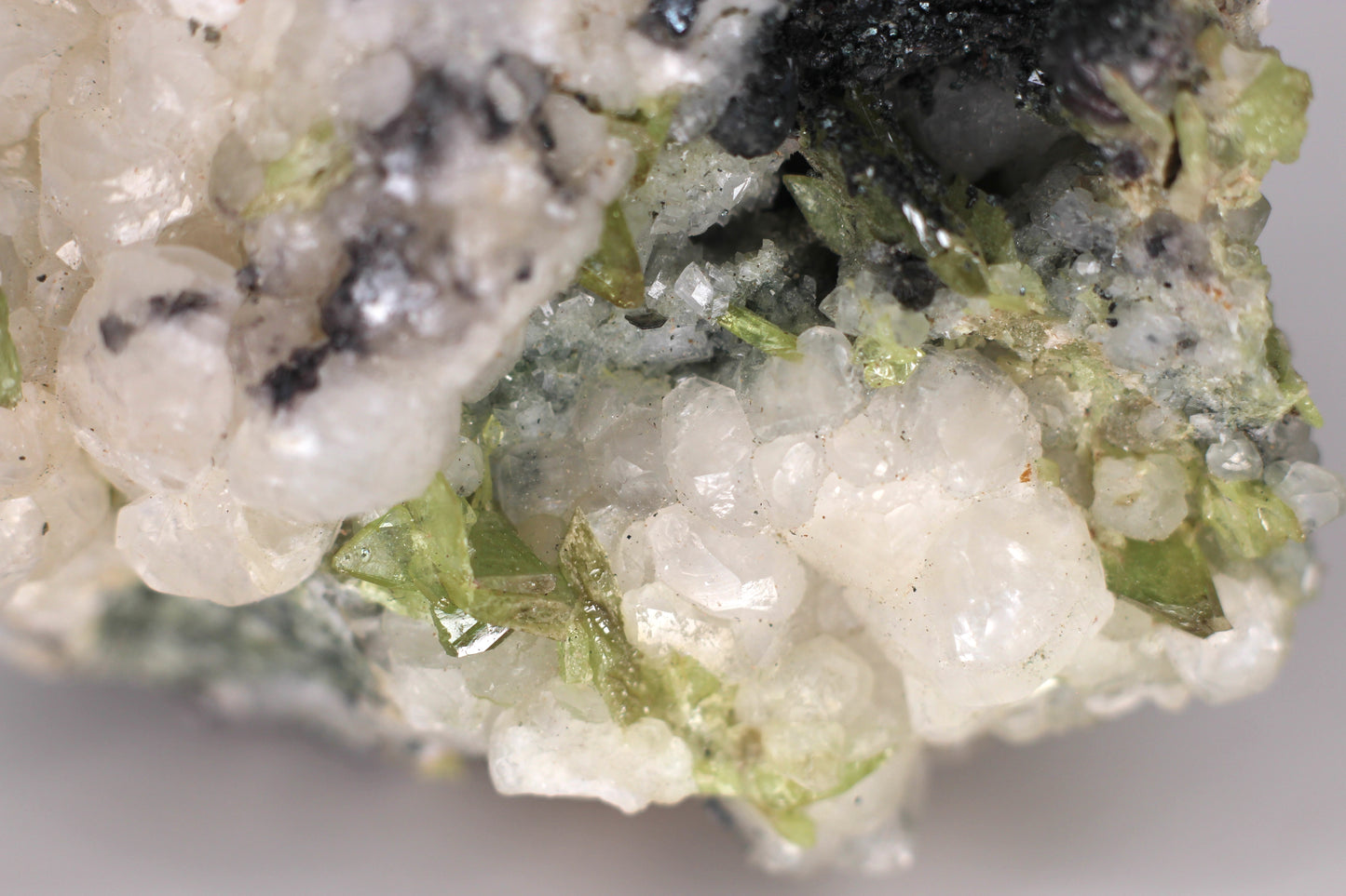 Green Sphene w/ Clear Calcite