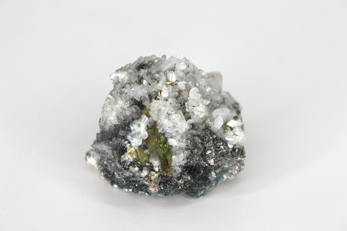 Green Sphene w/ Clear Calcite