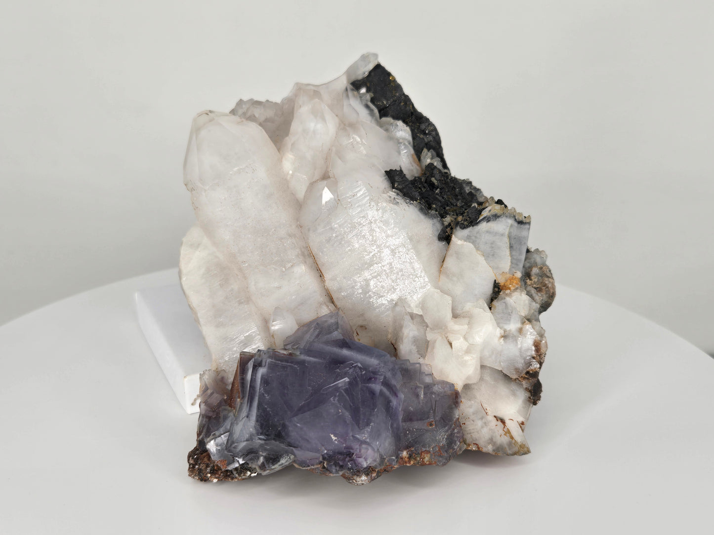 YGX Fluorite on Quartz w/ Wolframite