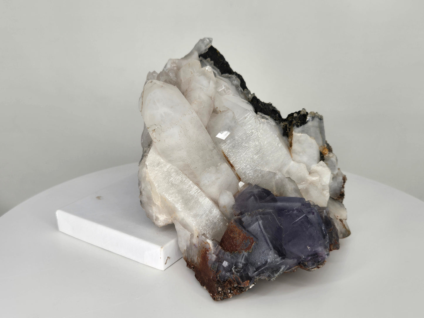 YGX Fluorite on Quartz w/ Wolframite