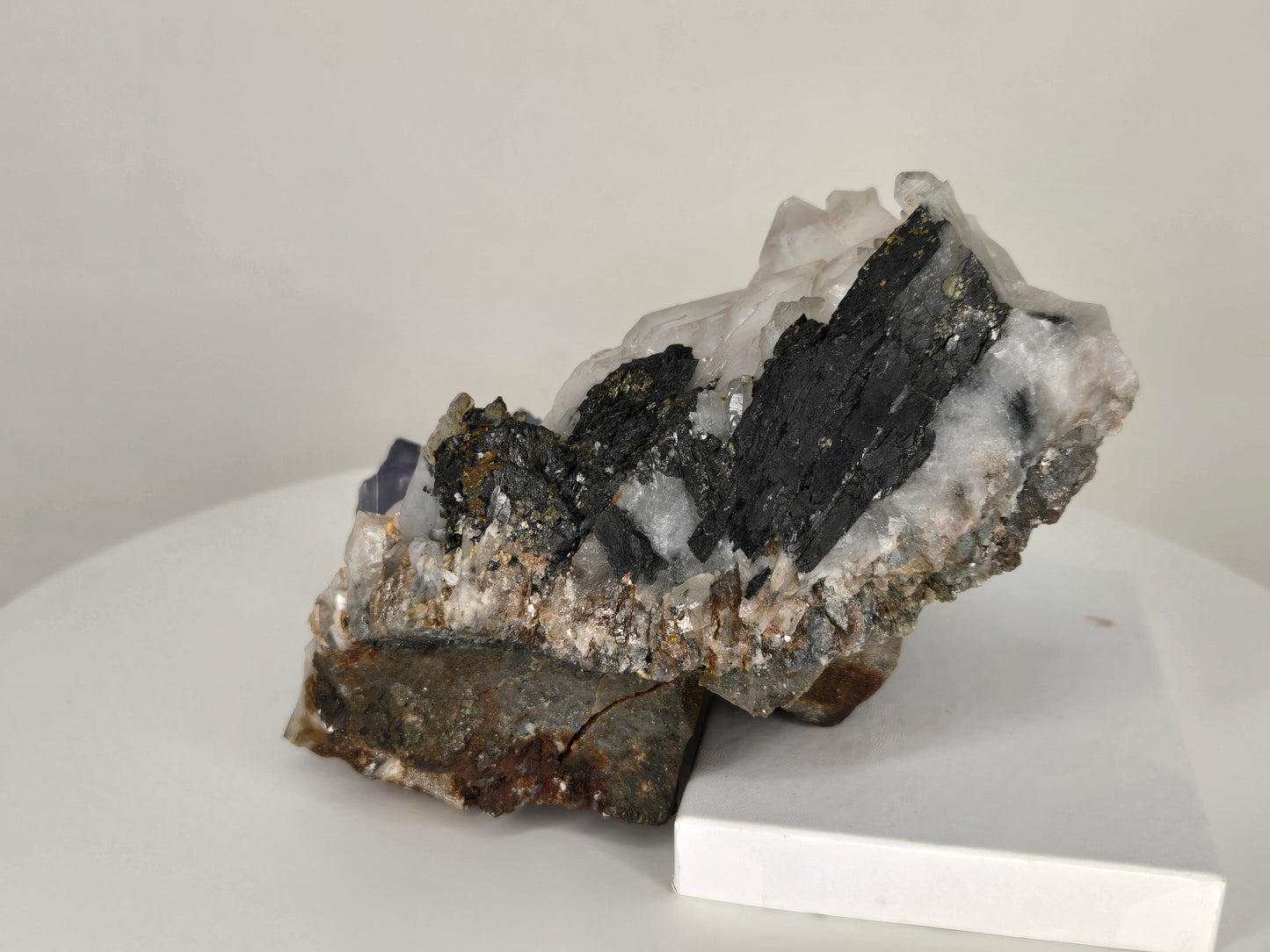 YGX Fluorite on Quartz w/ Wolframite