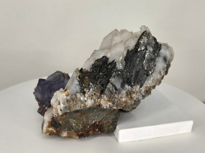 YGX Fluorite on Quartz w/ Wolframite