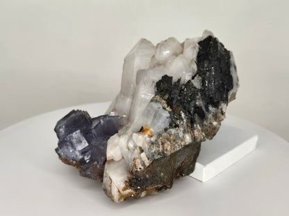 YGX Fluorite on Quartz w/ Wolframite