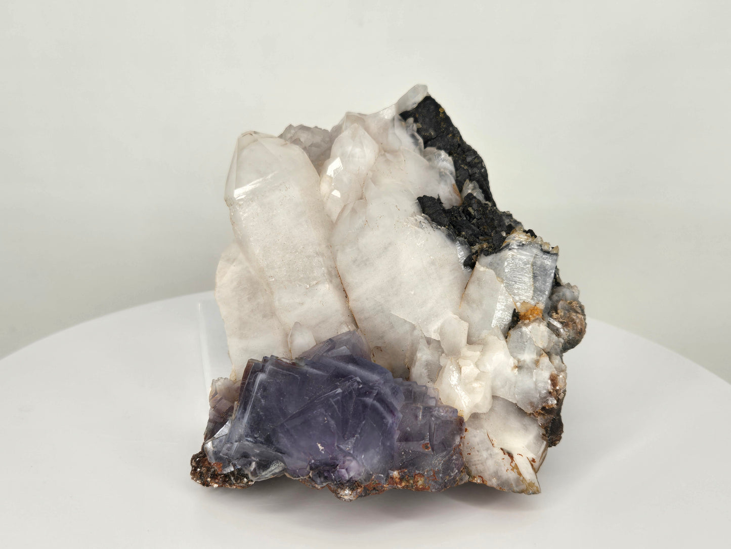 YGX Fluorite on Quartz w/ Wolframite