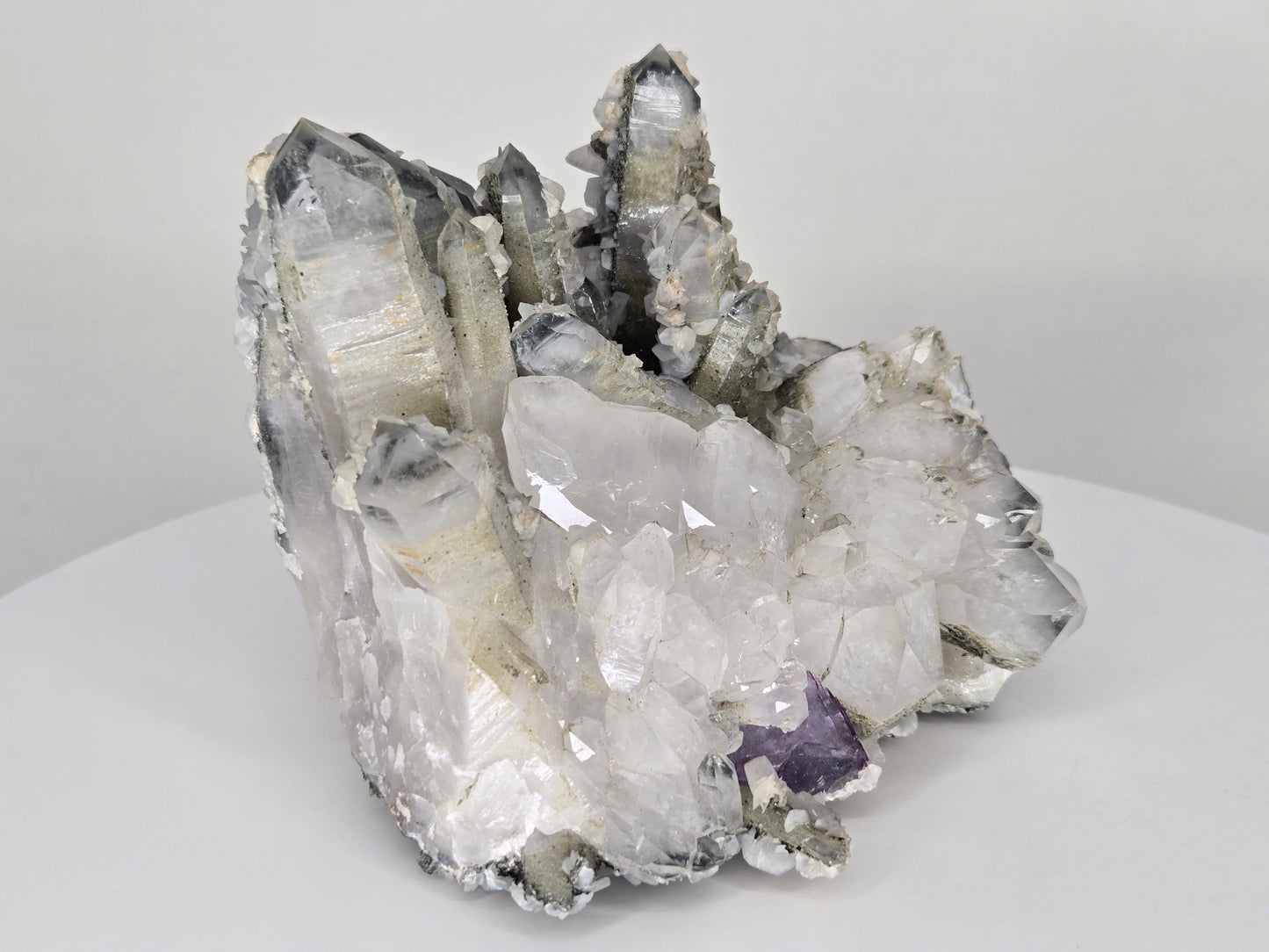 YGX Fluorite on Quartz w/ Calcite