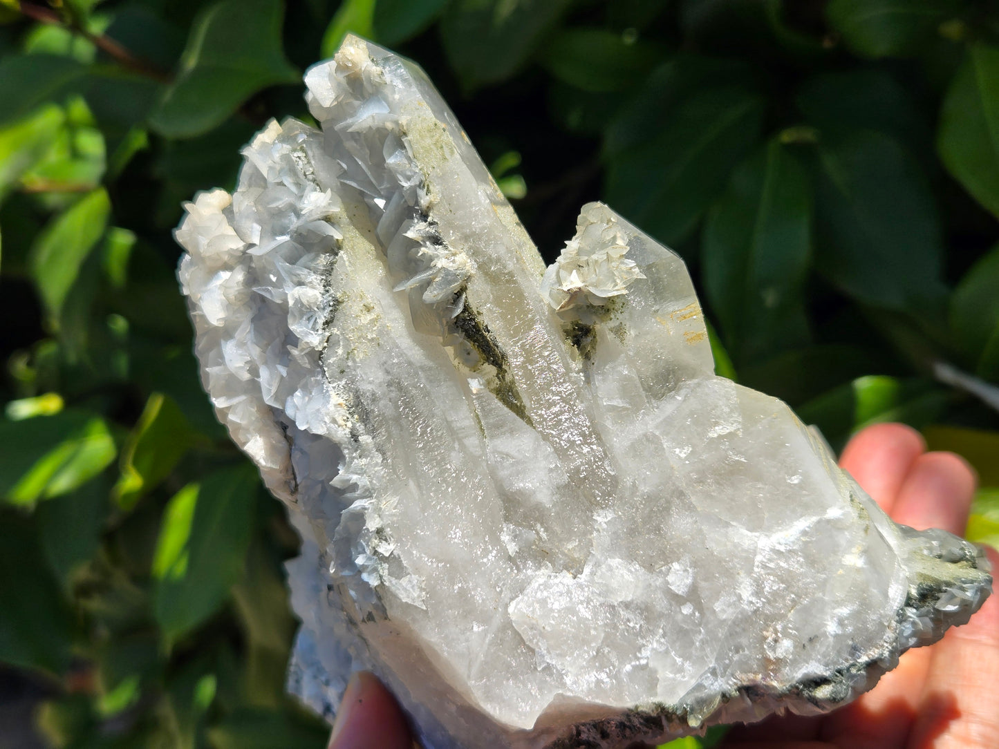 YGX Fluorite on Quartz w/ Calcite