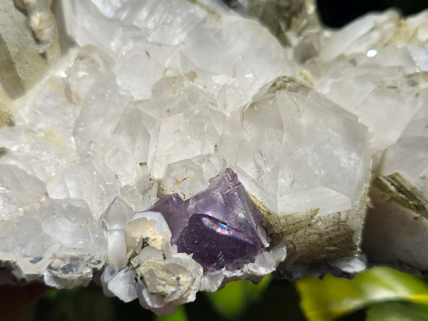 YGX Fluorite on Quartz w/ Calcite