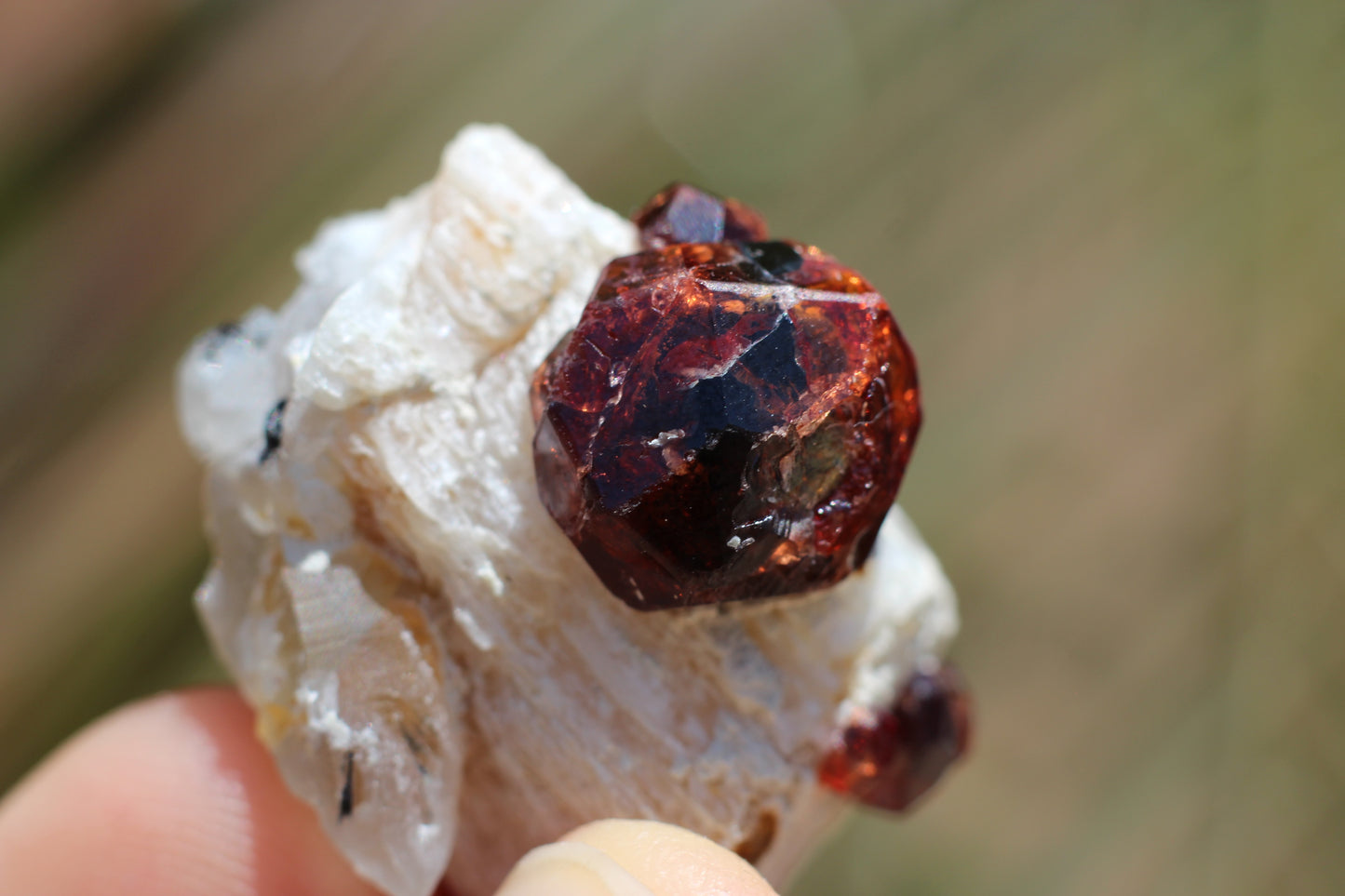 Spessartine Garnet on Feldspar w/ Quartz