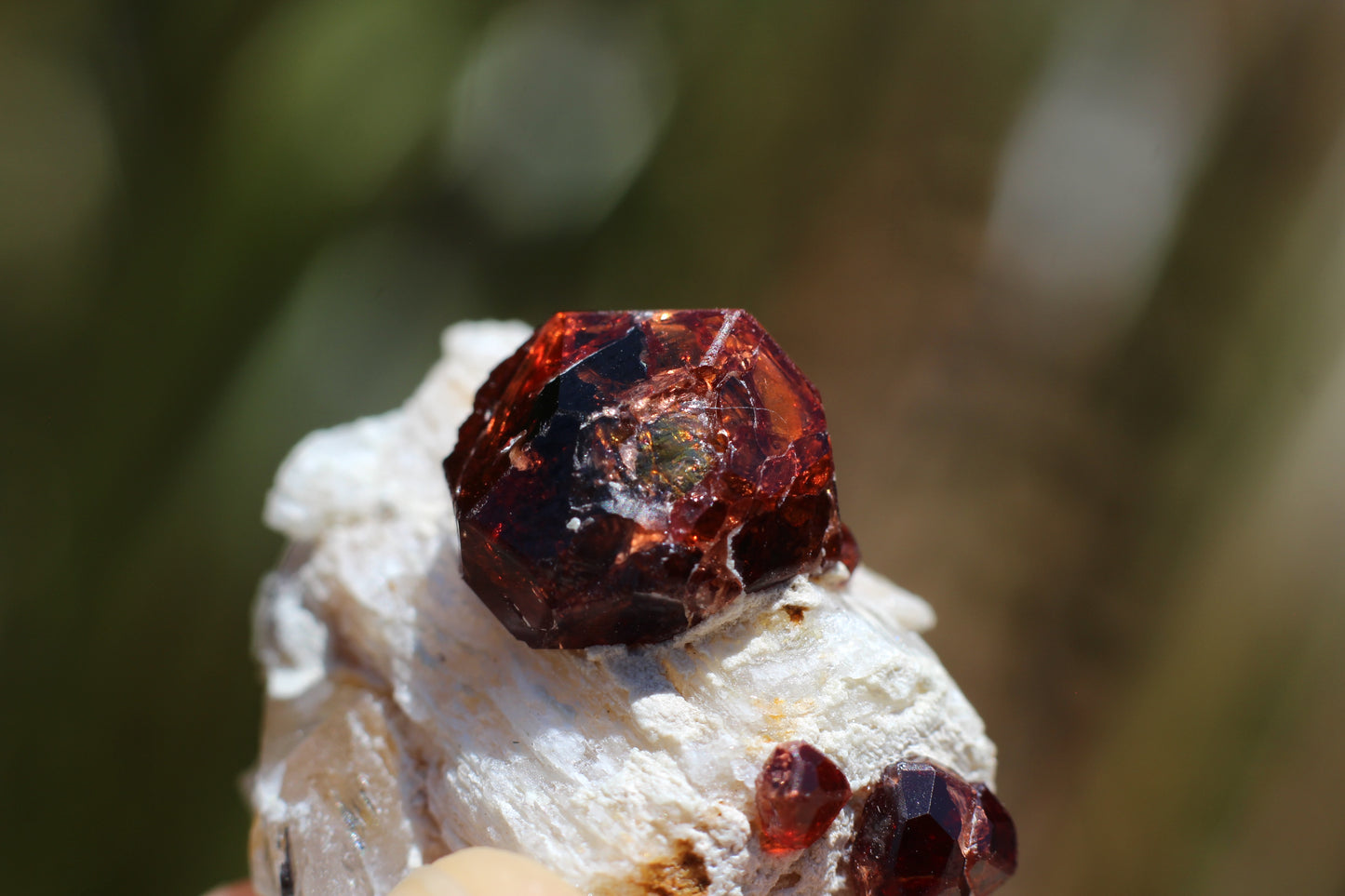 Spessartine Garnet on Feldspar w/ Quartz