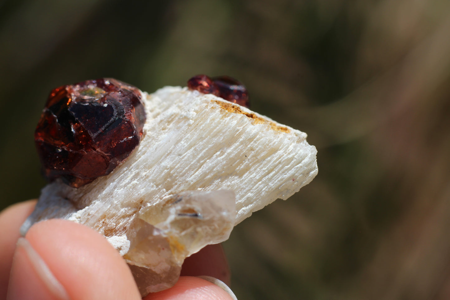 Spessartine Garnet on Feldspar w/ Quartz