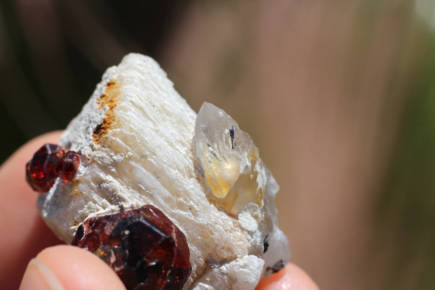 Spessartine Garnet on Feldspar w/ Quartz