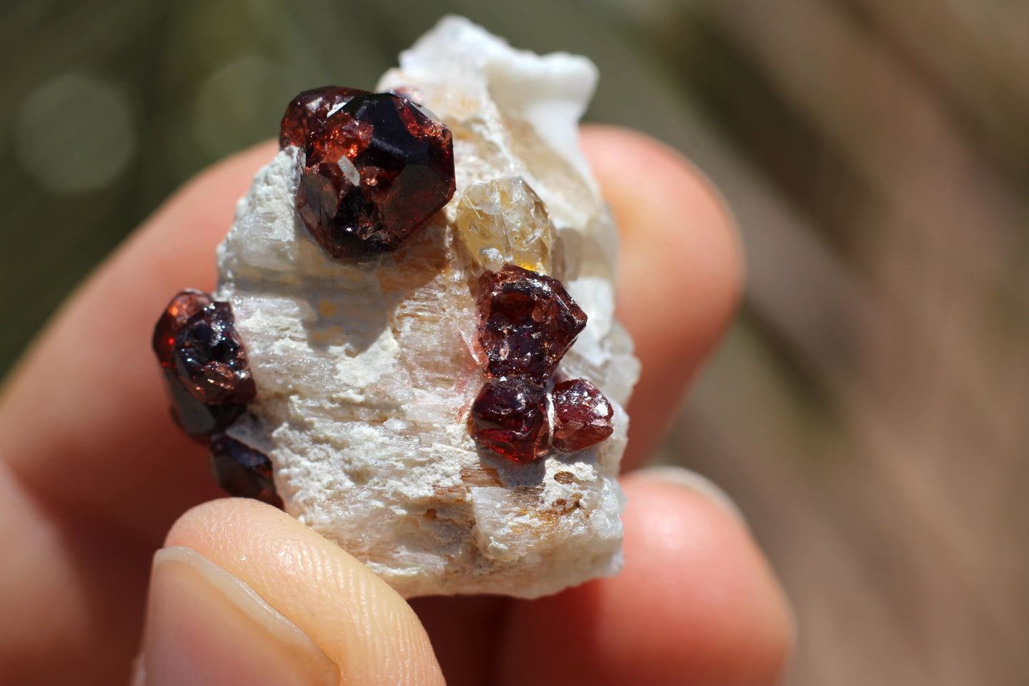 Spessartine Garnet on Feldspar w/ Quartz