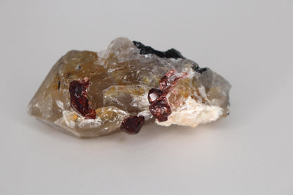 Spessartine Garnets on Quartz w/ Schorl