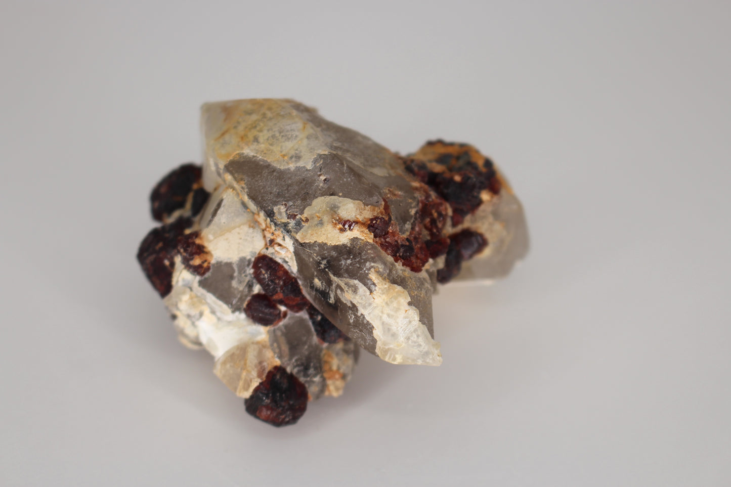 Etched Spessartine Garnet on Quartz w/ Schorl