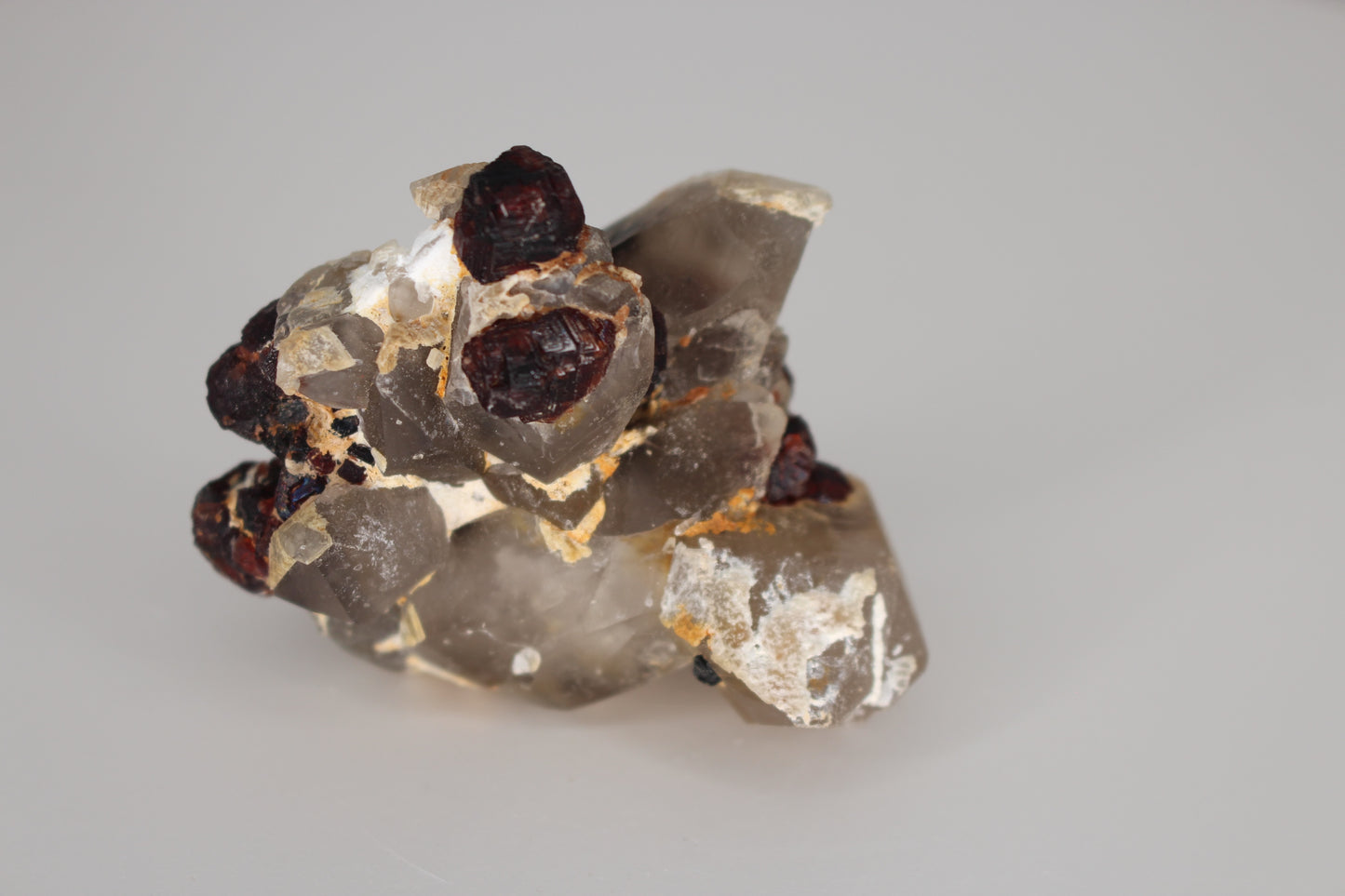 Etched Spessartine Garnet on Quartz w/ Schorl