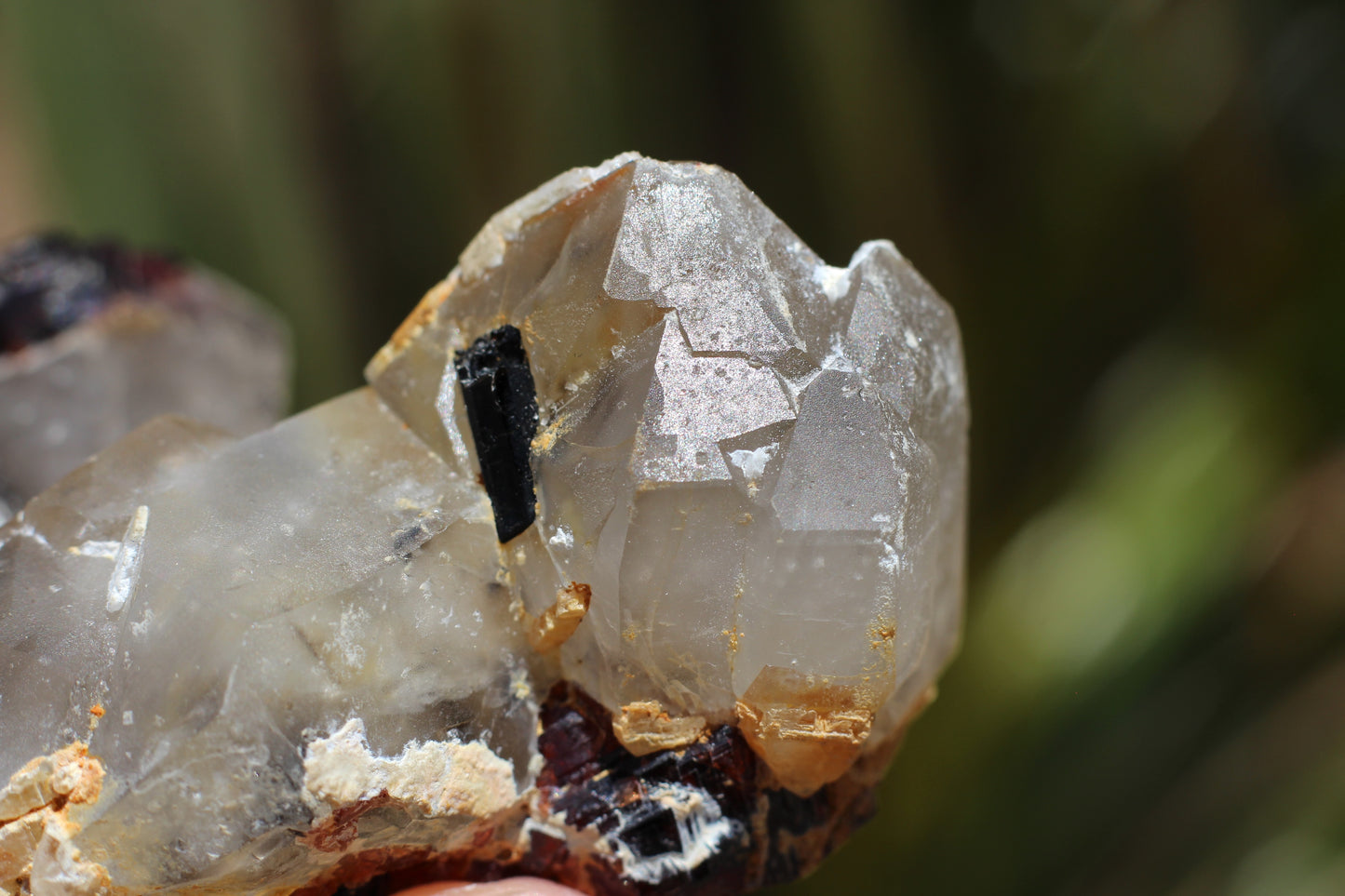 Etched Spessartine Garnet on Quartz w/ Schorl