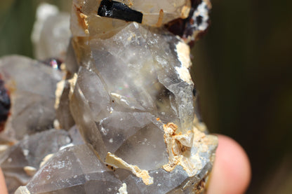 Etched Spessartine Garnet on Quartz w/ Schorl