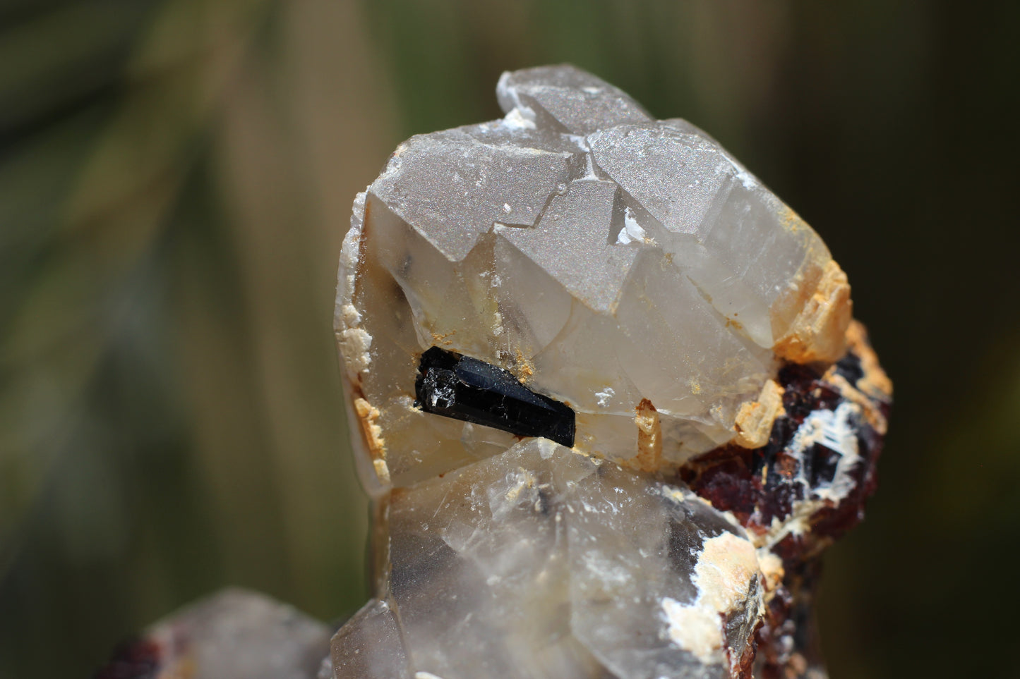 Etched Spessartine Garnet on Quartz w/ Schorl