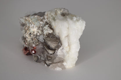 Spessartine Garnets on Quartz w/ Mica, Feldspar and Schorl