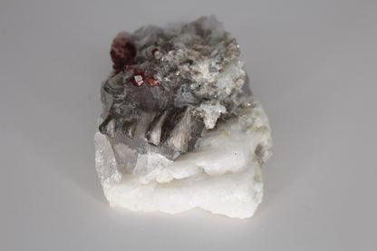 Spessartine Garnets on Quartz w/ Mica, Feldspar and Schorl