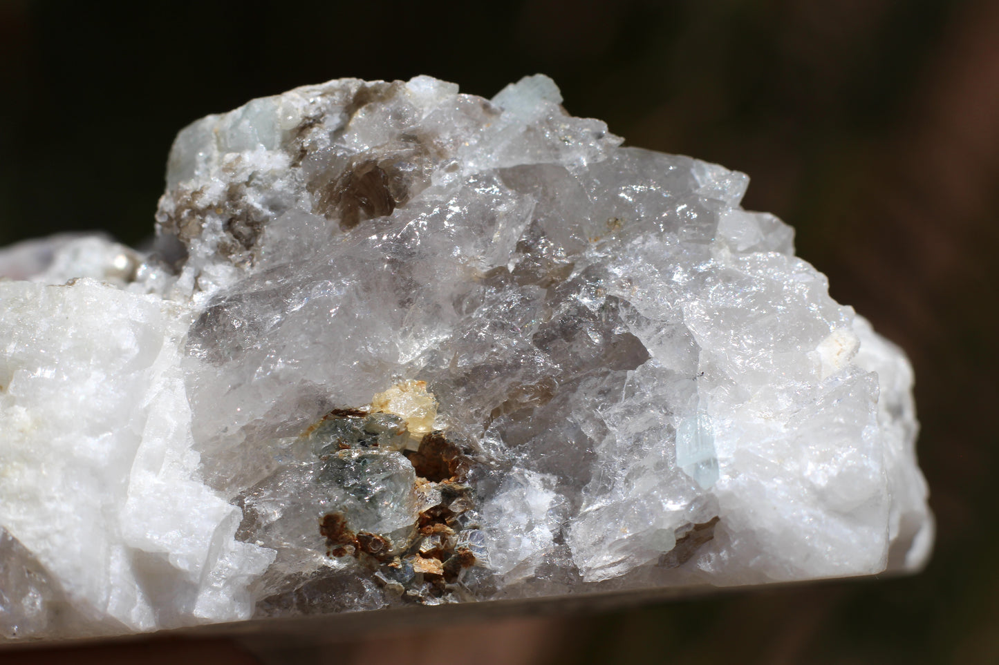 Spessartine Garnets on Quartz w/ Mica, Feldspar and Schorl