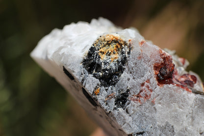 Spessartine Garnets on Quartz w/ Mica, Feldspar and Schorl