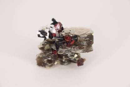 Spessartine Garnets on Mica w/ Feldspar and Schorl