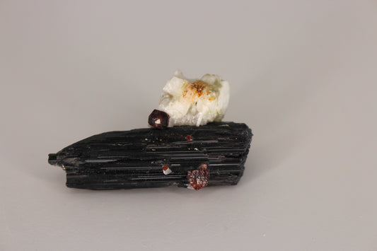 Spessartine Garnet on Feldspar w/ Schorl