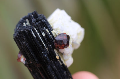 Spessartine Garnet on Feldspar w/ Schorl