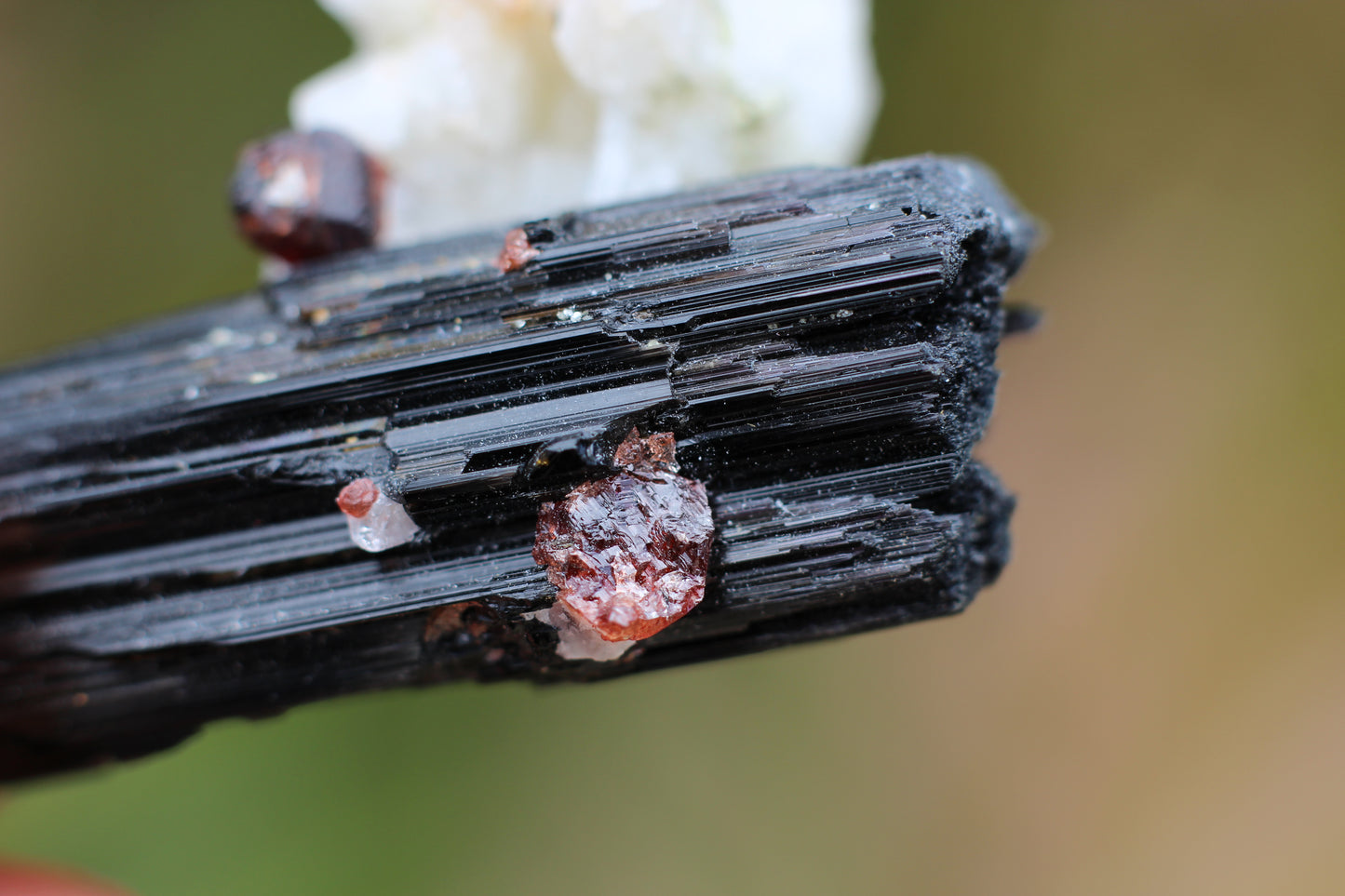 Spessartine Garnet on Feldspar w/ Schorl