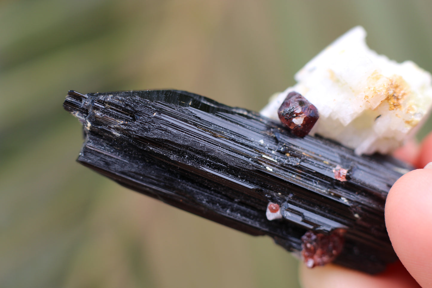 Spessartine Garnet on Feldspar w/ Schorl