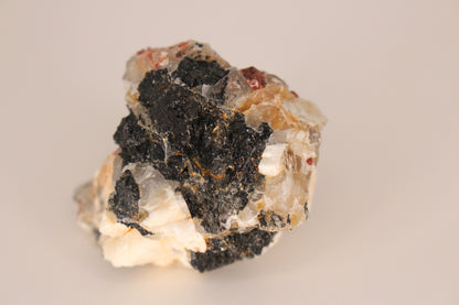 Spessartine Garnets on Quartz w/ Mica, Feldspar and Schorl