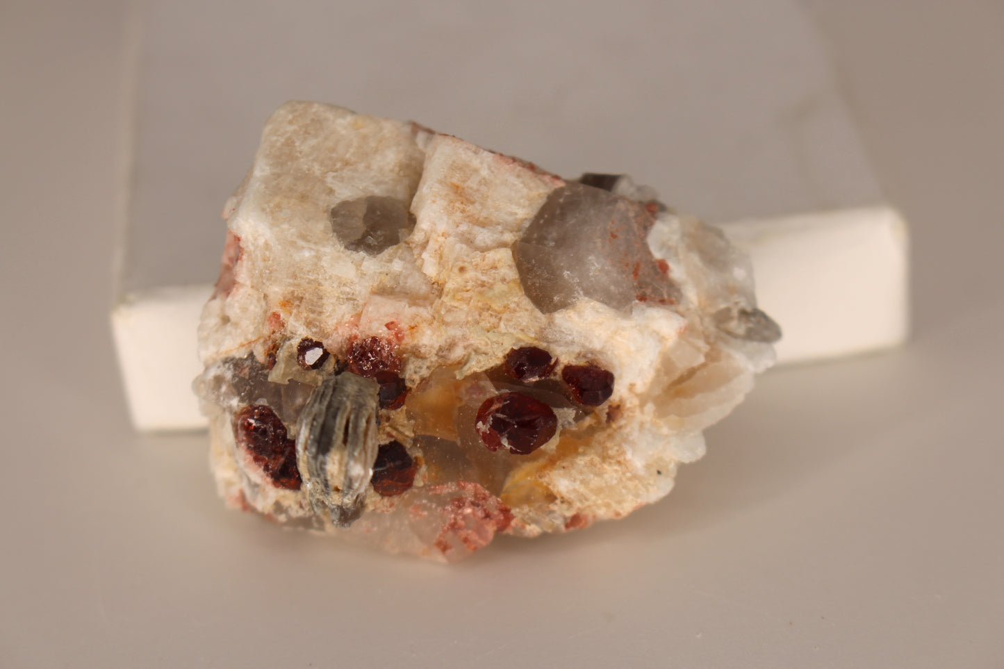 Spessartine Garnets on Quartz w/ Mica and Feldspar