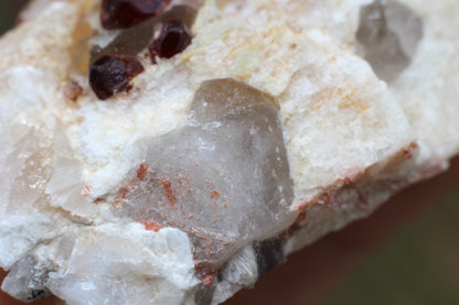 Spessartine Garnets on Quartz w/ Mica and Feldspar