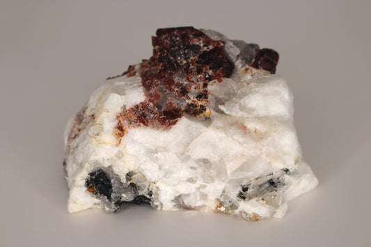 Spessartine Garnet on Quartz w/ Feldspar and Schorl