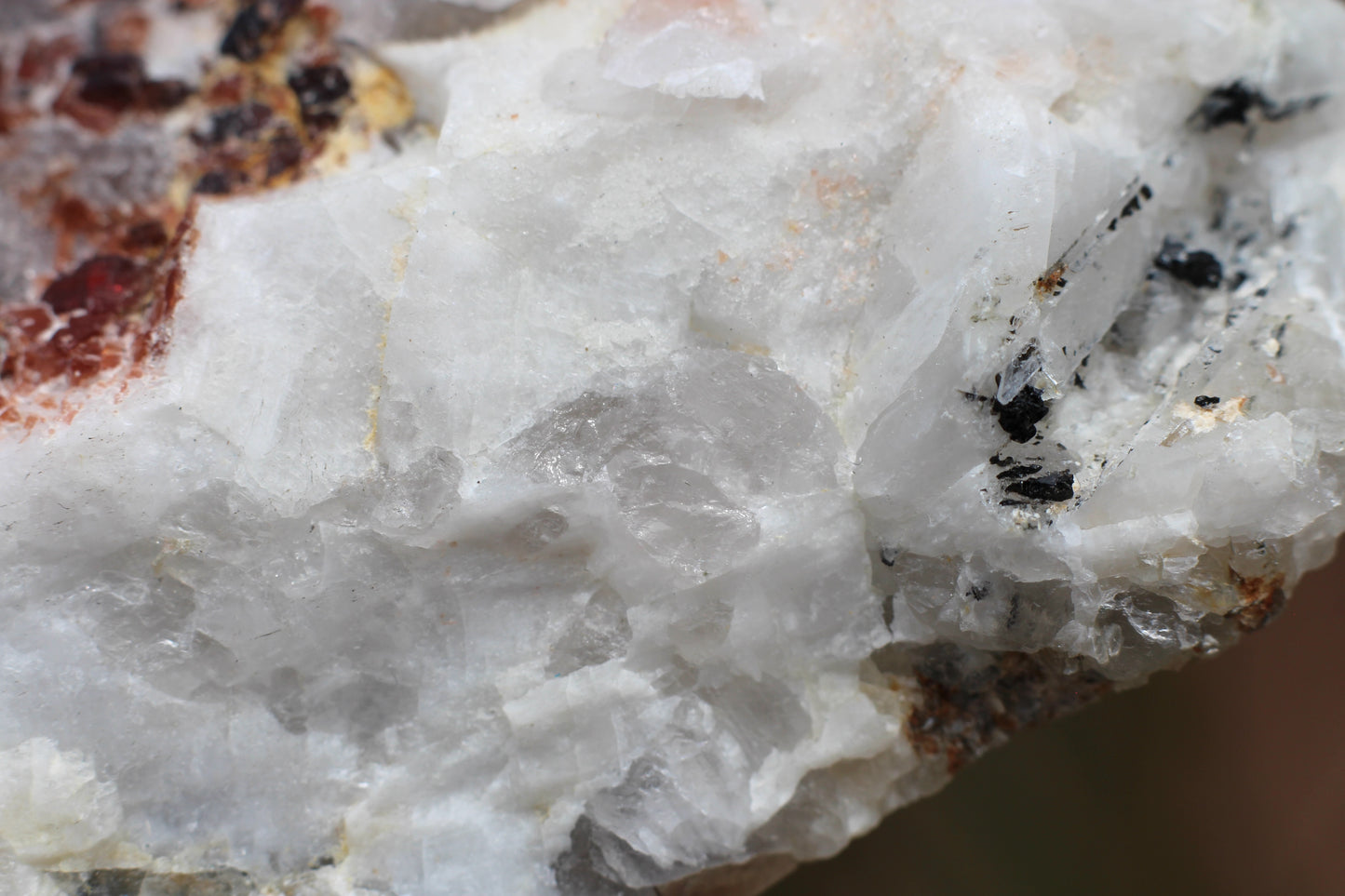 Spessartine Garnet on Quartz w/ Feldspar and Schorl