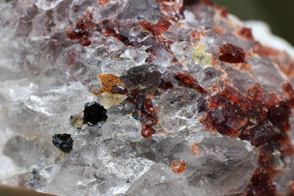 Spessartine Garnet on Quartz w/ Feldspar and Schorl