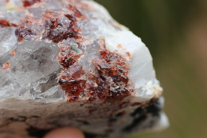 Spessartine Garnet on Quartz w/ Feldspar and Schorl