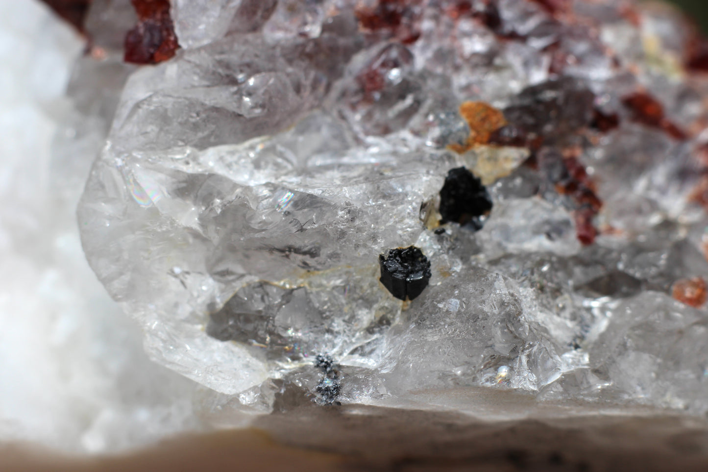 Spessartine Garnet on Quartz w/ Feldspar and Schorl