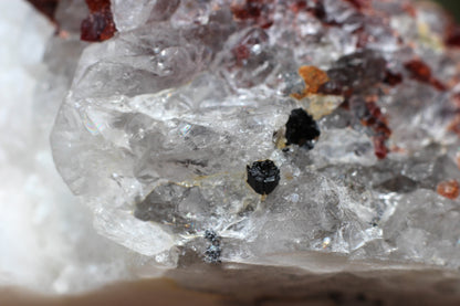 Spessartine Garnet on Quartz w/ Feldspar and Schorl