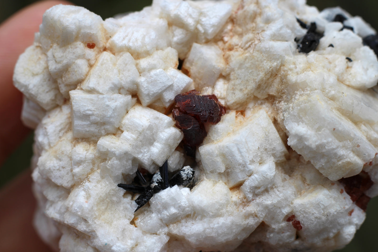 Spessartine Garnet on Feldspar w/ Schorl