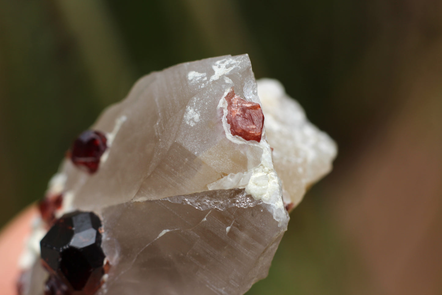 Spessartine Garnets on Quartz w/ Mica and Schorl