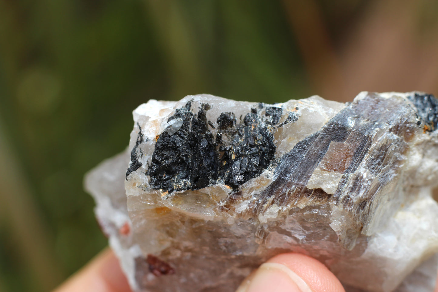 Spessartine Garnets on Quartz w/ Mica and Schorl