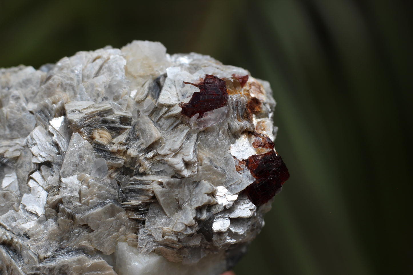 Etched Spessartine Garnet on Feldspar w/ Mica