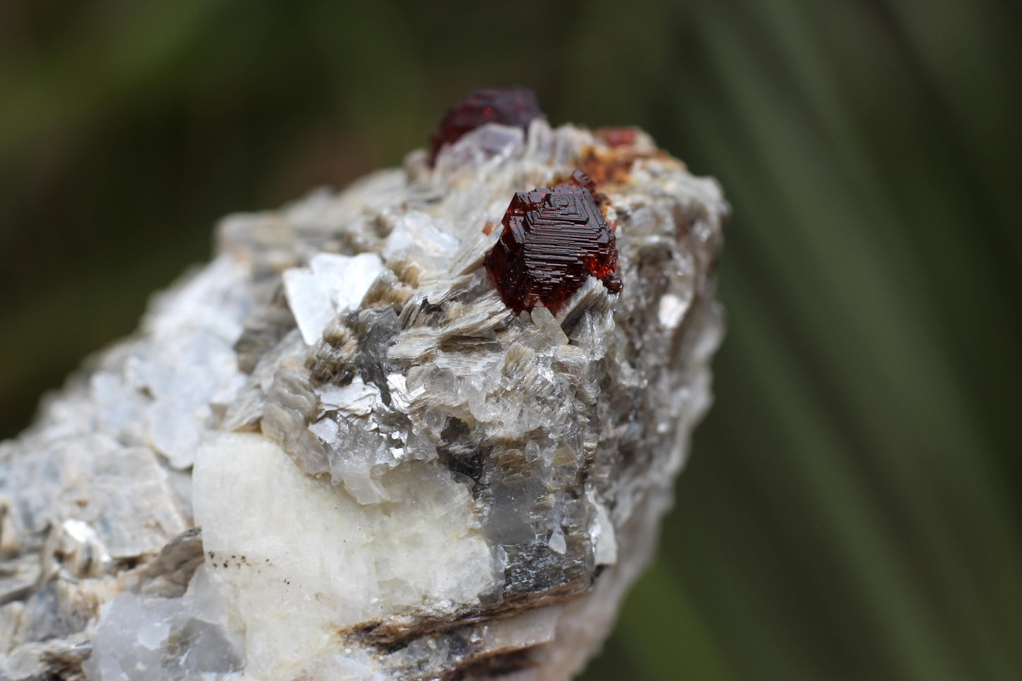 Etched Spessartine Garnet on Feldspar w/ Mica