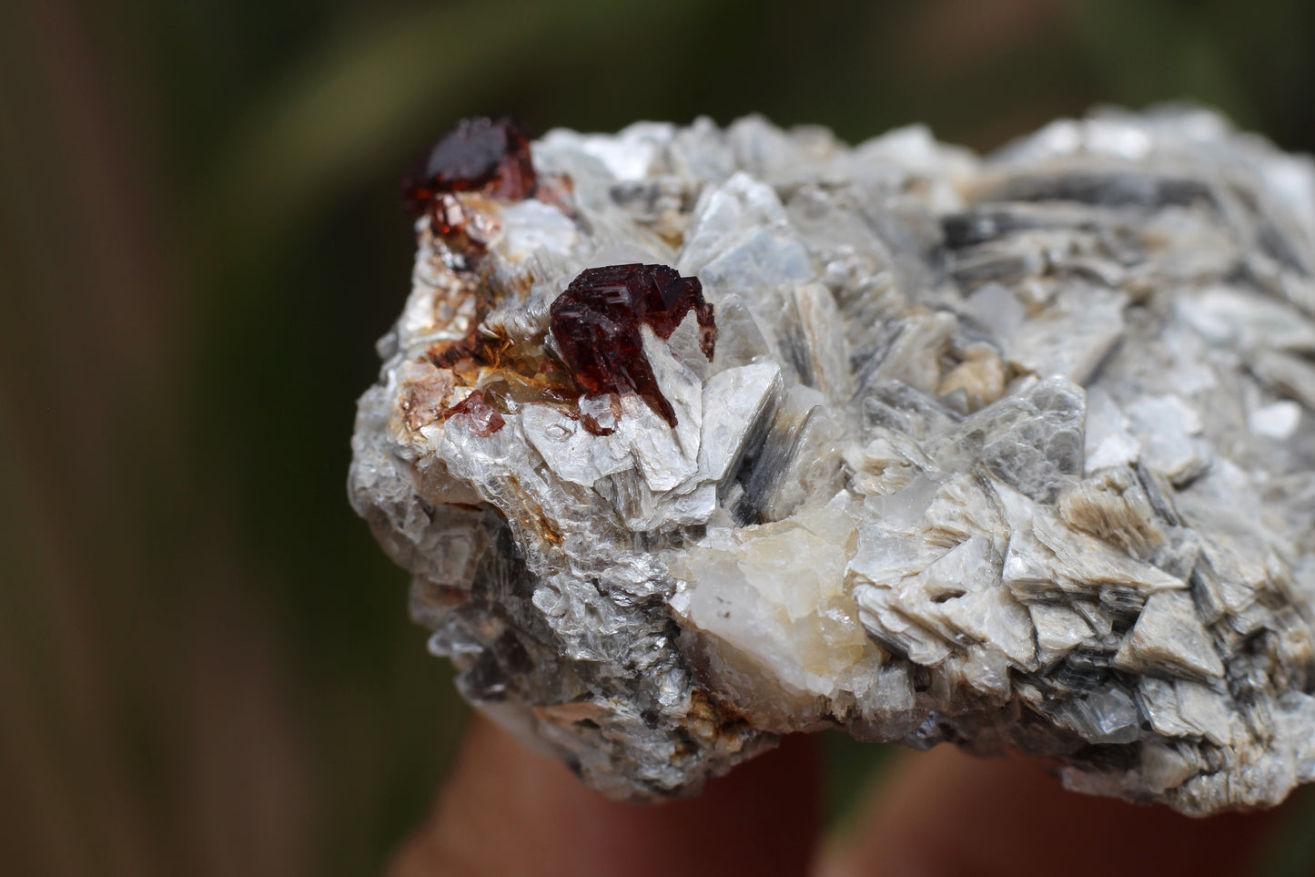 Etched Spessartine Garnet on Feldspar w/ Mica