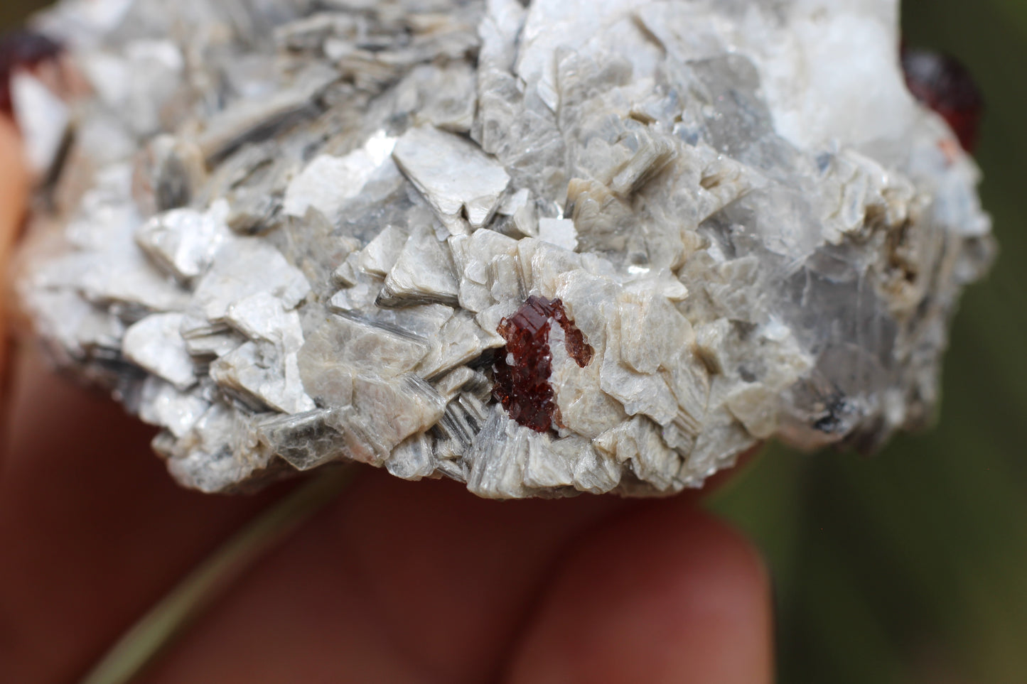 Etched Spessartine Garnet on Feldspar w/ Mica