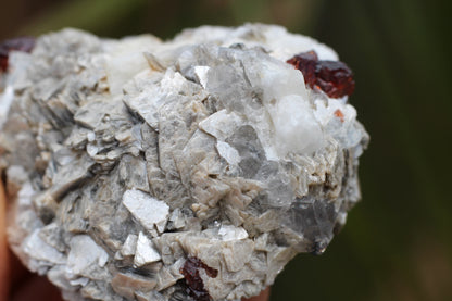 Etched Spessartine Garnet on Feldspar w/ Mica