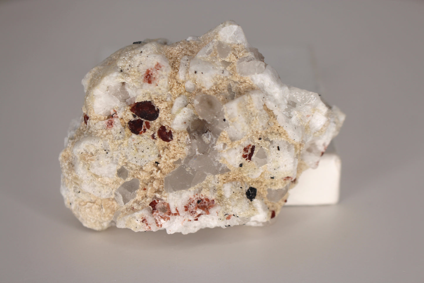 Etched Spessartine Garnets on Quartz w/ Schorl