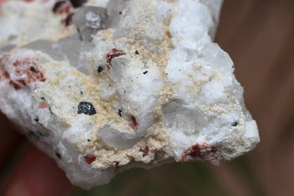 Etched Spessartine Garnets on Quartz w/ Schorl